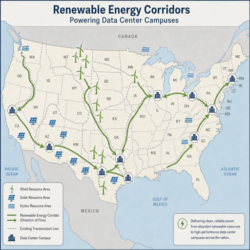 Cloud Providers Target Clean Energy Data Center Corridors